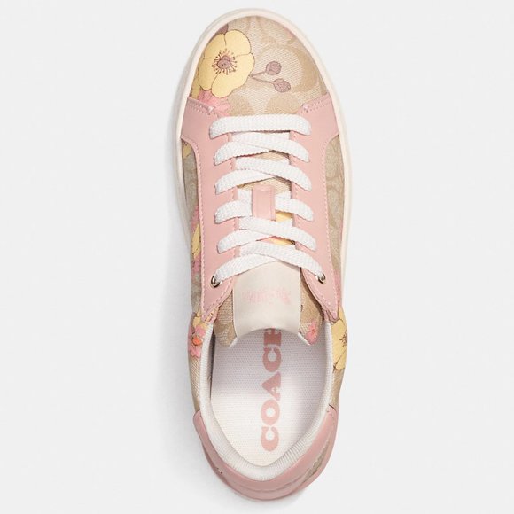 🌸 Coach Clip Low Top Sneaker In Signature Canvas With Floral Print - Picture 6 of 15